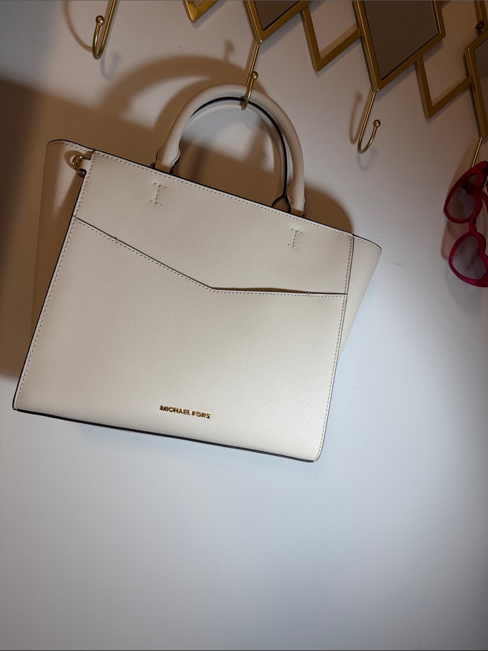 Michael Kors Cream Leather Satchel with Gold Logo BRAND NEW W/TAGS✨